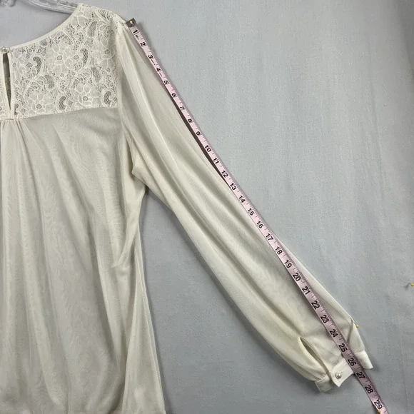 Maurices Lace Top Womens XL Sheer Ivory Fairy Blouse Boho Feminine Romantic - Picture 11 of 13